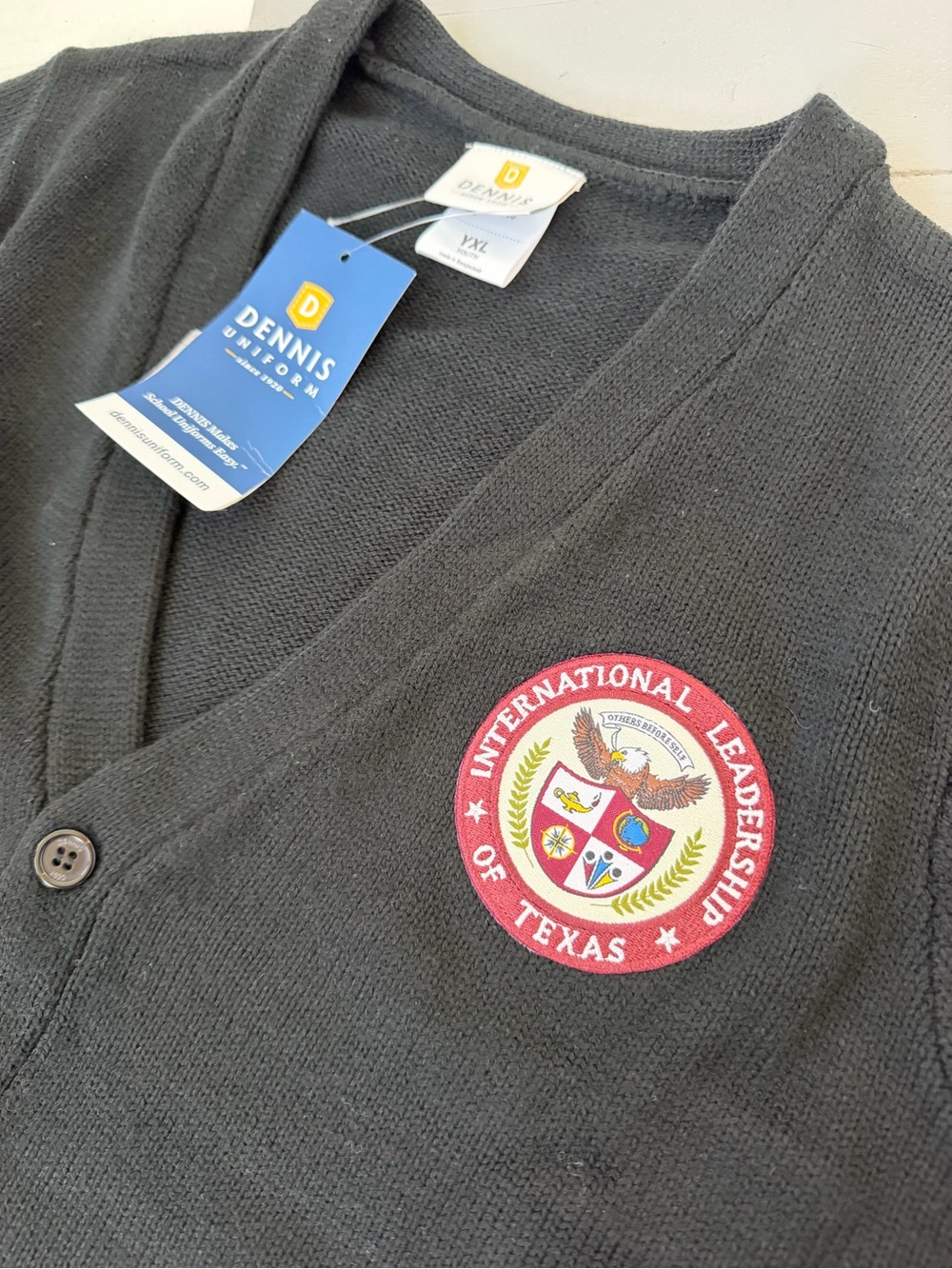 International Leadership of Texas School Uniform Cardigan Sweater -Black, Size S